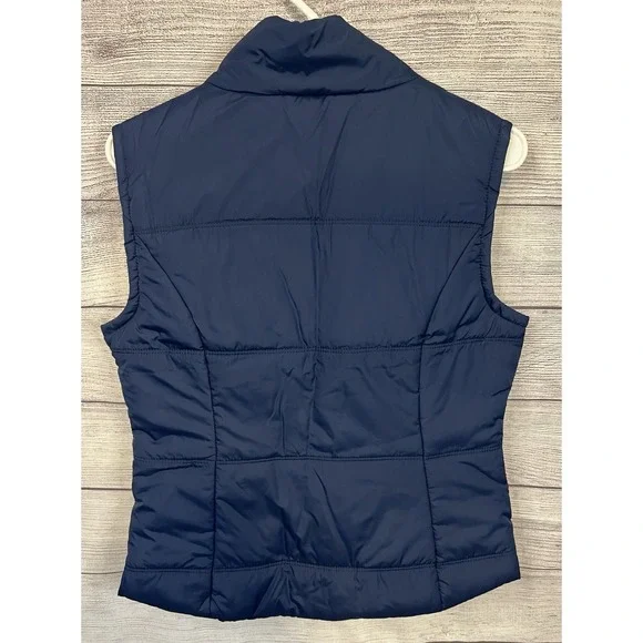 Aeropostale Women's Quilted Puffer Vest Mock Collar Navy Size Medium EXCELLENT - Picture 2 of 5